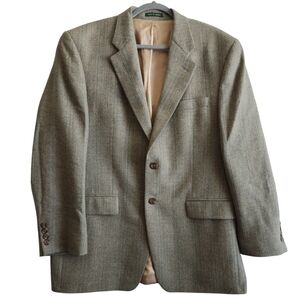 Lauren Ralph Lauren 100% Wool Herringbone Blazer Jacket Suit Men's 42R Gray Work